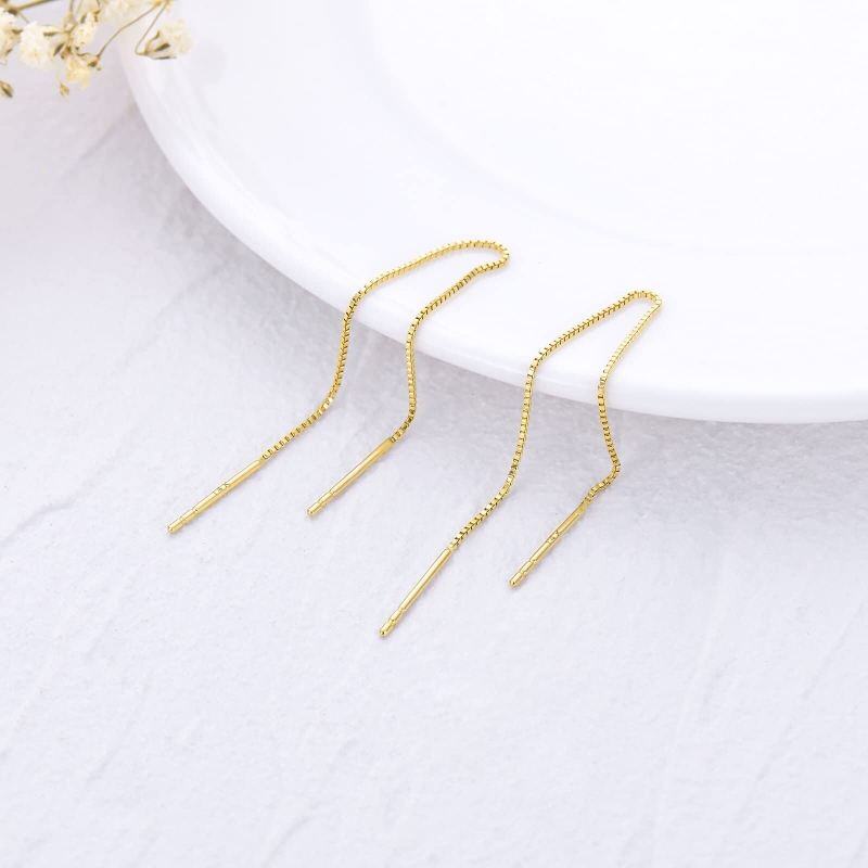 Boucles d'oreilles pendantes en or blanc 10 carats-3