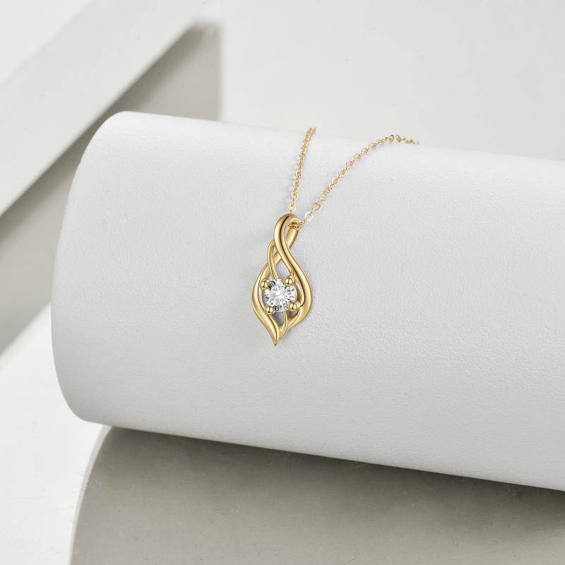 Collar con colgante de cristal en forma de gota de oro rosa de 14 quilates-3