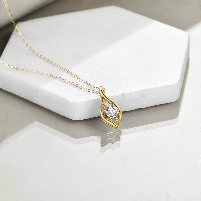 Collar con colgante de cristal en forma de gota de oro rosa de 14 quilates-4