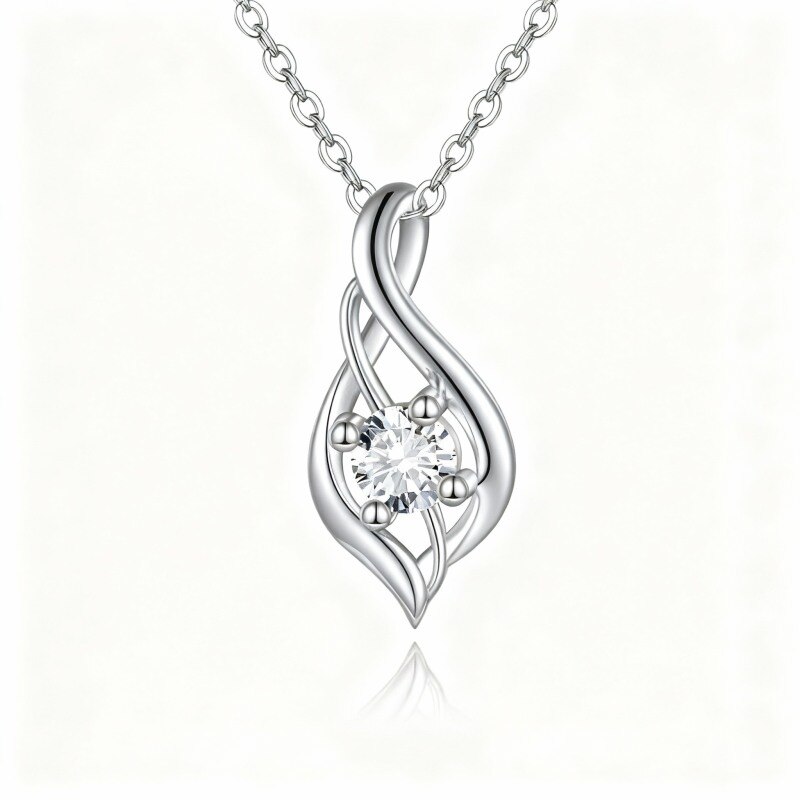 Collar con colgante de cristal en forma de gota de oro blanco de 18 quilates-1