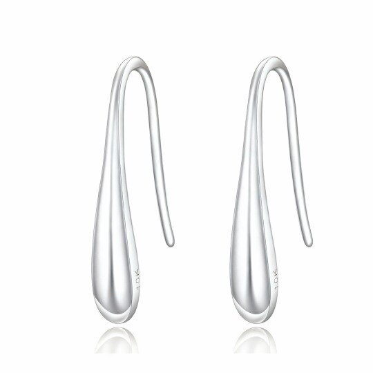 10K White Gold Drop Shape Drop Earrings