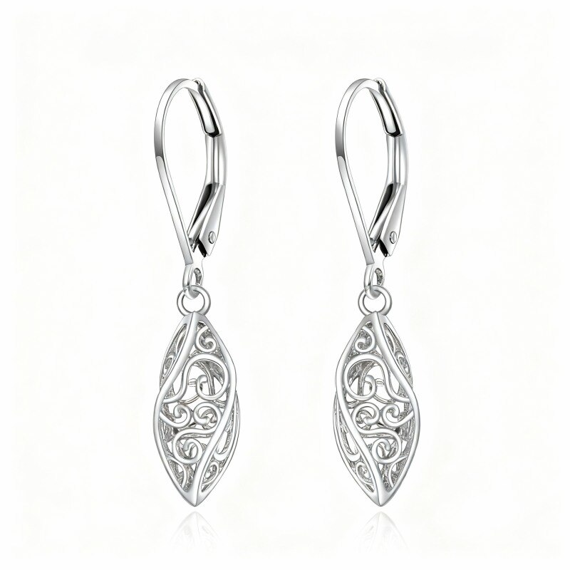 Boucles d'oreilles pendantes en or blanc 10 carats avec fermoir à levier-18