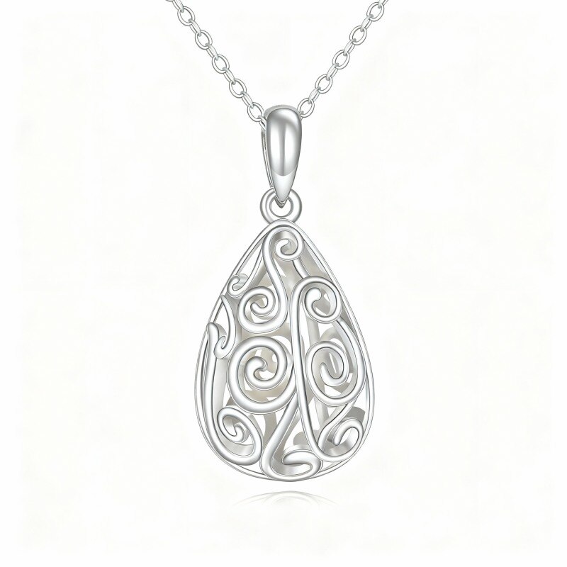 Collar con colgante en forma de gota de oro blanco de 10 quilates-1