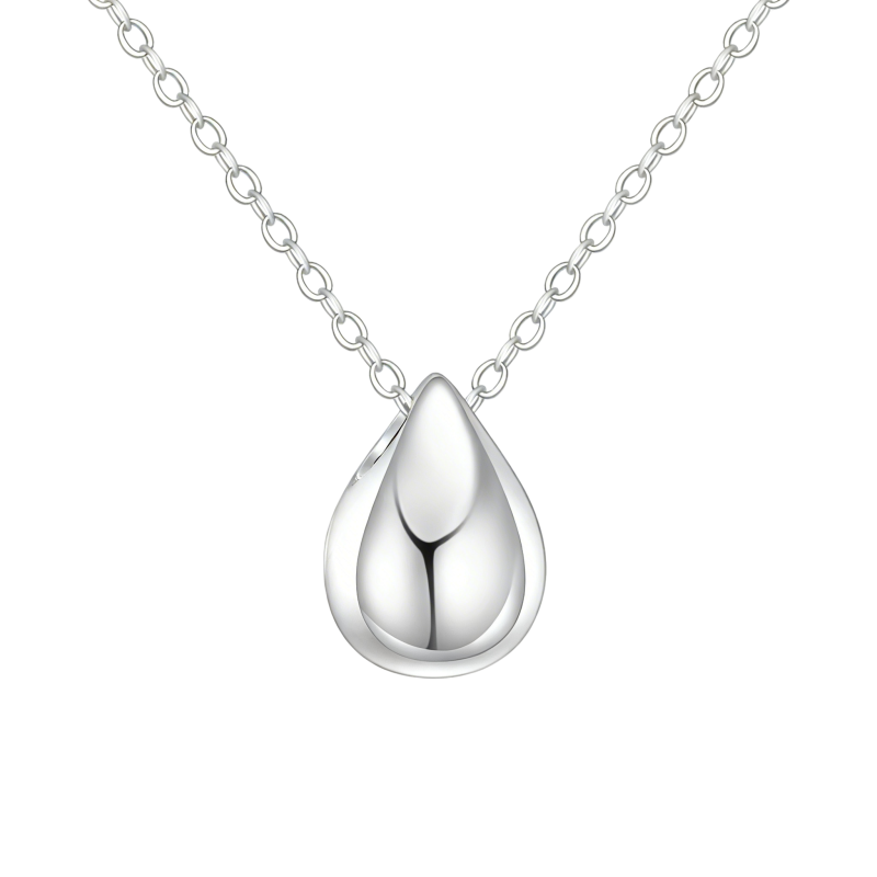 Platinum with White Gold Plated Drop Shape Pendant Necklace-1
