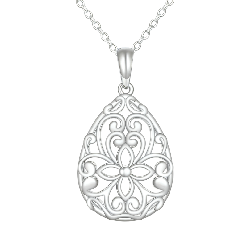 Collar con colgante en forma de gota de oro blanco de 18 quilates-1