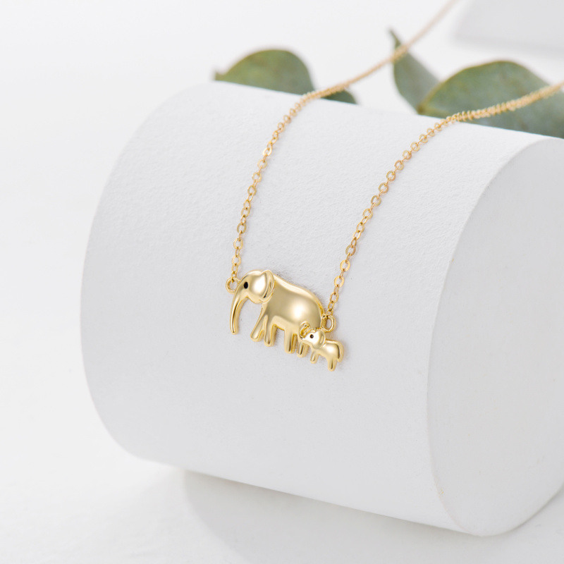 Collar con colgante de elefante de oro blanco de 18 quilates-4