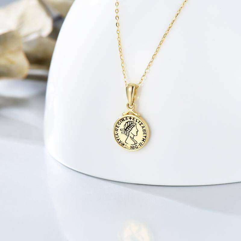 Collar con moneda de oro rosa de 9 quilates de Isabel II-3