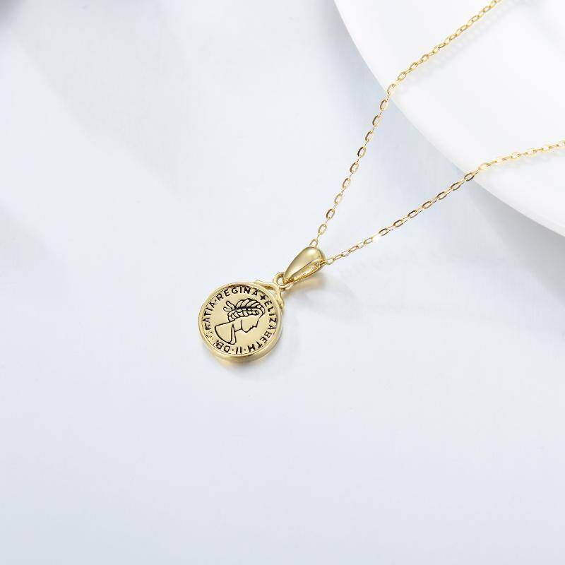 Collar con moneda de oro rosa de 9 quilates de Isabel II-4