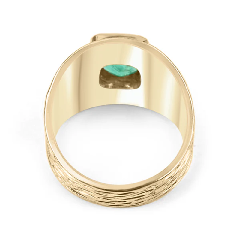 Anillo cuadrado de oro blanco de 18 quilates con esmeralda talla esmeralda para hombre-4