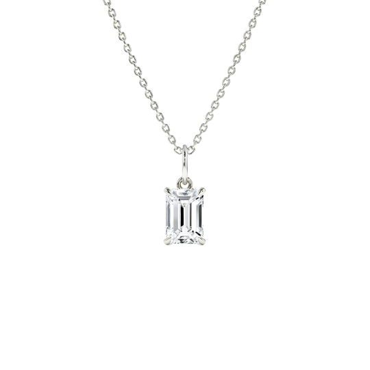 10K White Gold Emerald Cut Lab-Grown Diamond Lab-Grown Diamond Necklaces