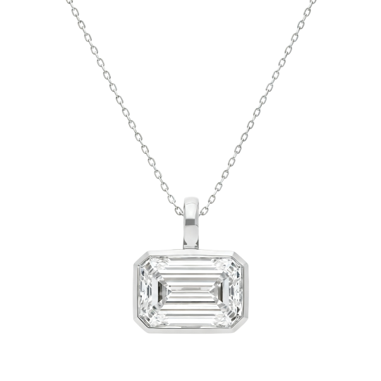 Colliers en or blanc 14 carats sertis de diamants de laboratoire taille émeraude
