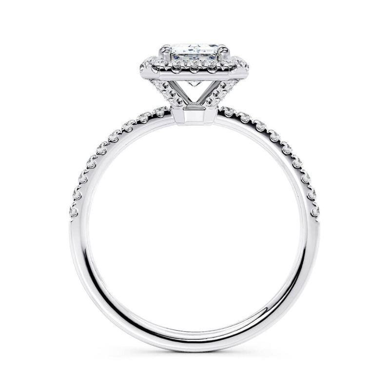 Anillo de compromiso con moissanita talla esmeralda de oro de 10 quilates con grabado personalizado-4