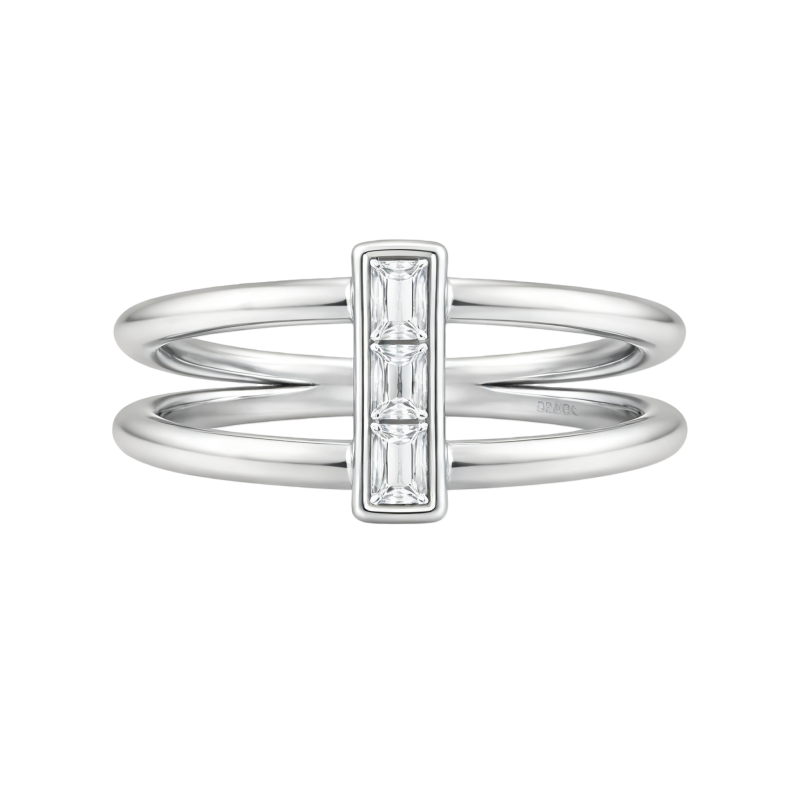 Anillo de moissanita talla esmeralda en oro blanco de 10 quilates-13