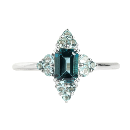 10K White Gold Emerald Cut Snowflake Ring