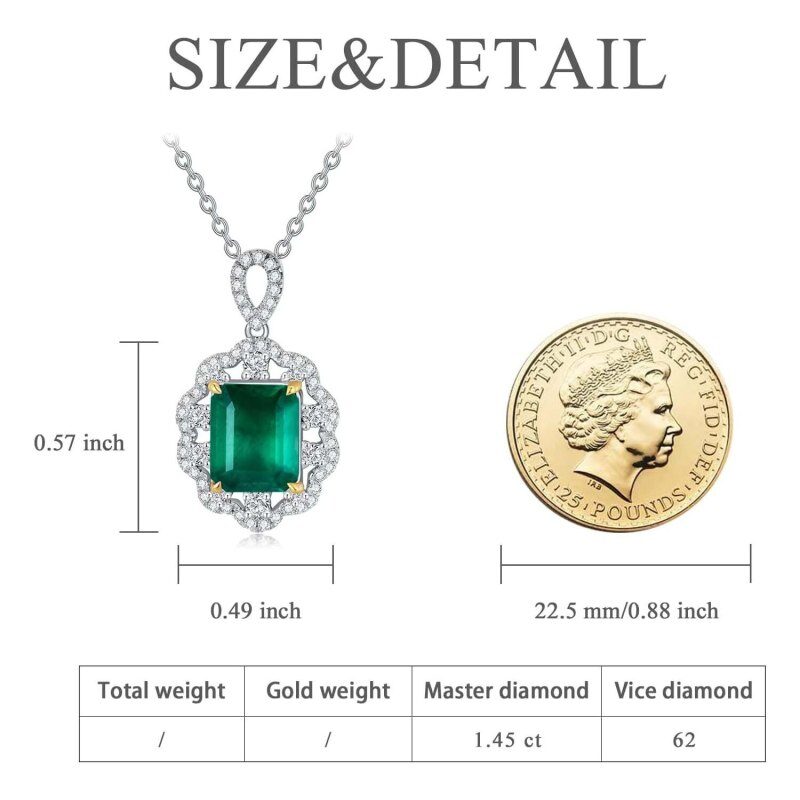 Halskette aus 10-karätigem Weißgold mit Smaragden und Wildblumen – Verlobungs- oder Hochzeitsgeschenk für Sie-5