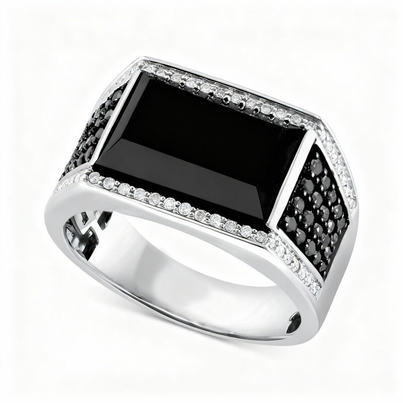 Bague de fiançailles en or blanc 10 carats pour homme-6
