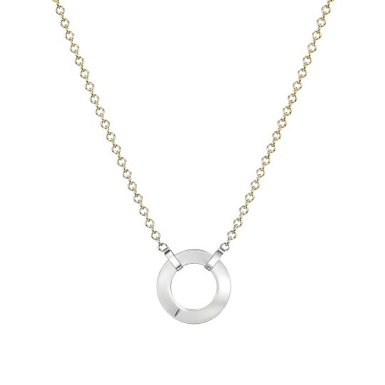 Collana con pendente a cerchio personalizzabile in oro bianco 10 carati