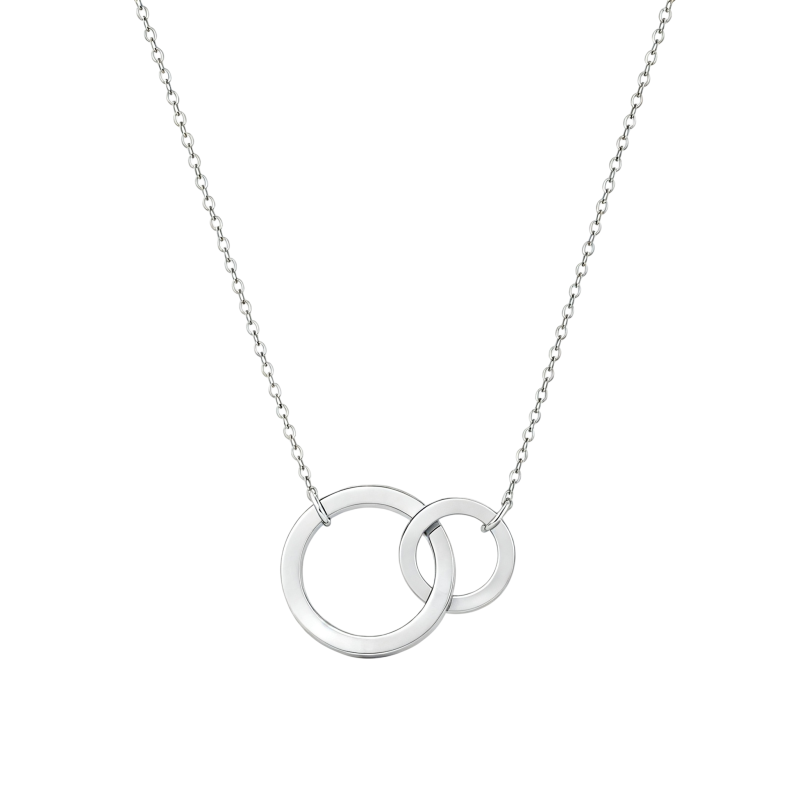 Collar con colgante circular grabable de oro blanco de 18 quilates-1