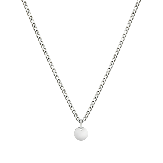 Collana da uomo con moneta incisa in oro bianco 10 carati
