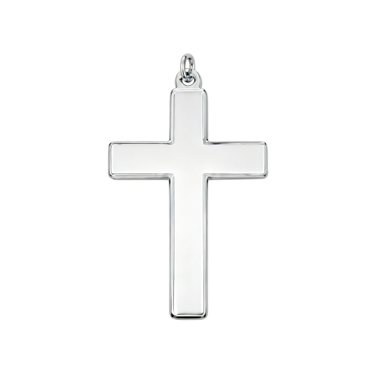 Cruz grabable de oro blanco de 10 quilates para padre e hija, padre e hijo y padre para hombres.
