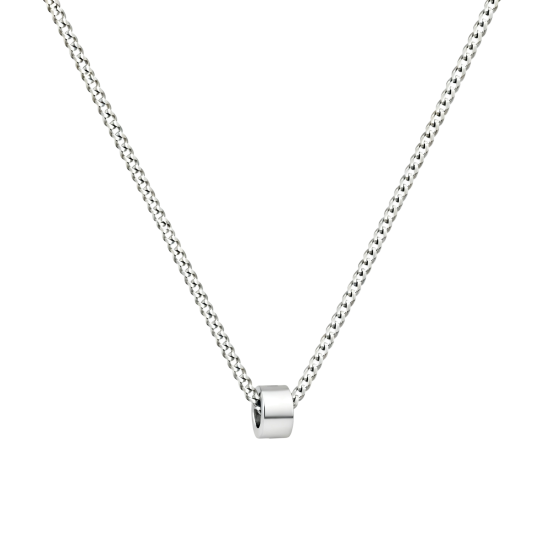 Collana con ciondolo personalizzabile in oro bianco 10 carati, personalizzabile con incisione, per uomo.