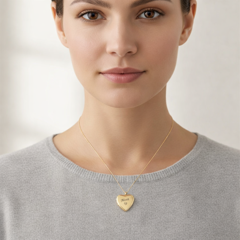 14K White Gold Engravable & Personalized Photo Personalized Photo Locket Necklace-2