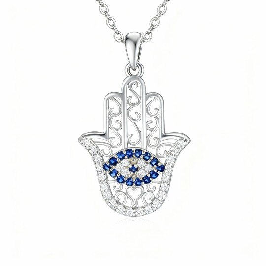 10K White Gold Evil Eye Pendant Necklace