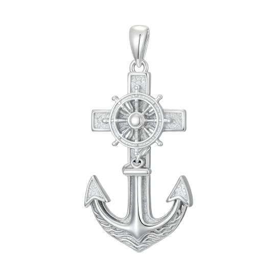 Cruz de oro blanco de 10 quilates para padre e hija, padre e hijo, padre, ancla y cruz para hombres.