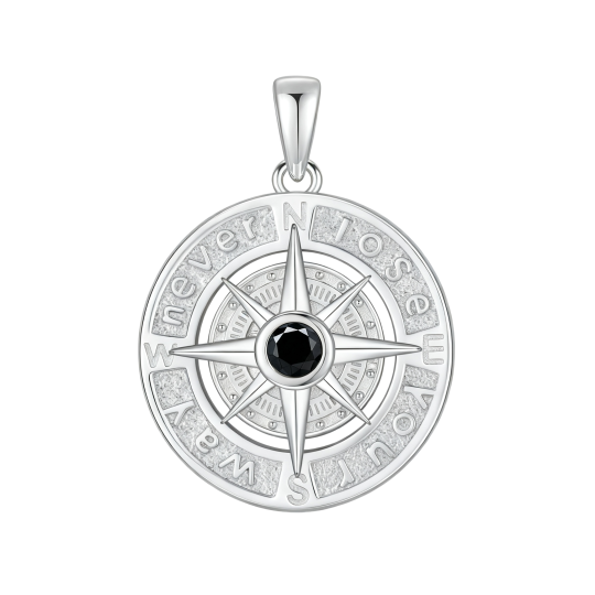 Cruz de brújula para padre e hija, padre e hijo y padre para hombre, oro blanco de 10 quilates.