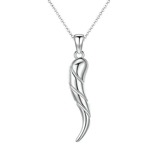 Collar con colgante de cuerno italiano para hombre, en oro blanco de 10 quilates, con los nombres Padre e Hija, Padre e Hijo, Padre y otros nombres.
