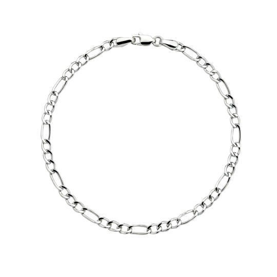 Pulsera Figaro de oro blanco de 18 quilates con las inscripciones Padre e Hija, Padre e Hijo, Padres e Hijos y Padre para hombre.