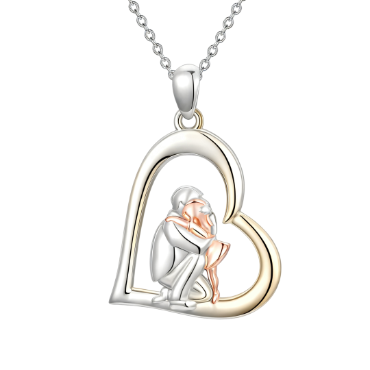 Collana con ciondolo a forma di cuore e scritta 