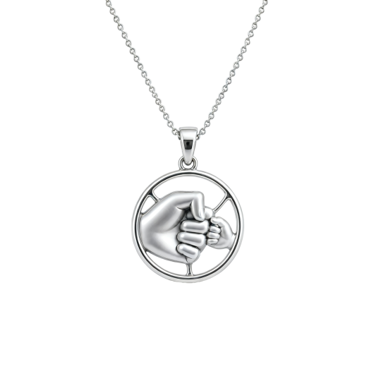 Collar con colgante de oro blanco de 10 quilates para padre e hijo.