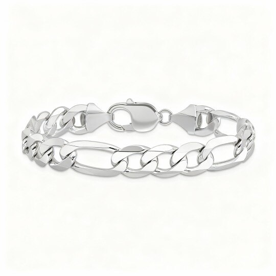 Bracelet Figaro en or blanc 10 carats