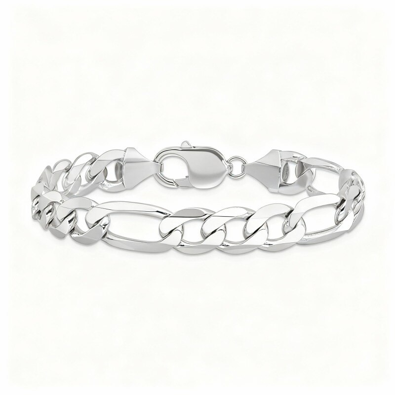 14K White Gold Figaro Link Bracelet-1