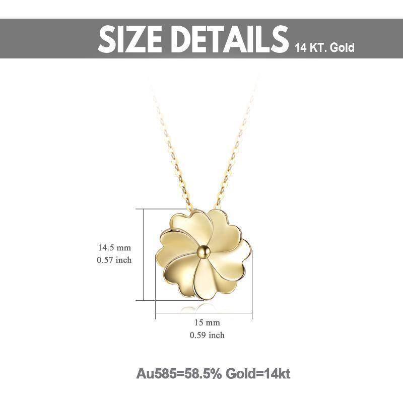 10K Gold Four-leaf Clover Pendant Necklace-6