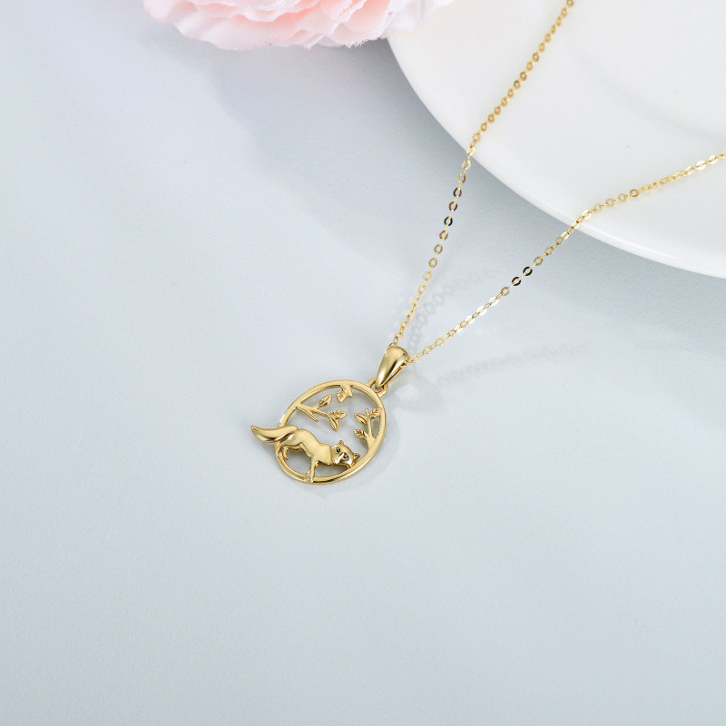 14K Rose Gold Fox & Leaves Pendant Necklace-4