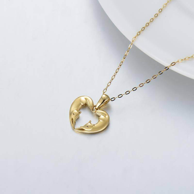 10K White Gold Fox Pendant Necklace-4