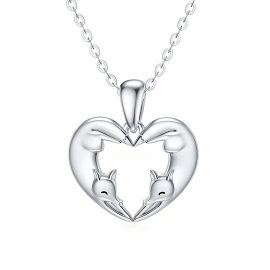 10K White Gold Fox Pendant Necklace
