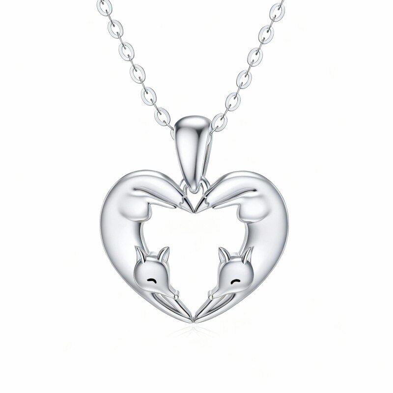 10K White Gold Fox Pendant Necklace-1