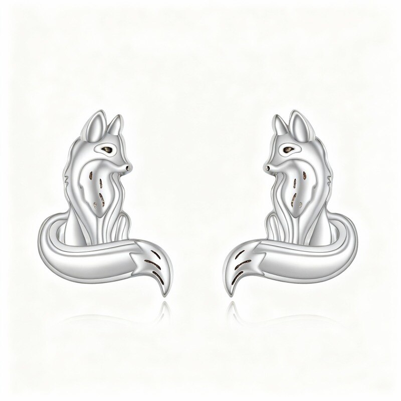 Pendientes de zorro de oro blanco de 10 quilates-18
