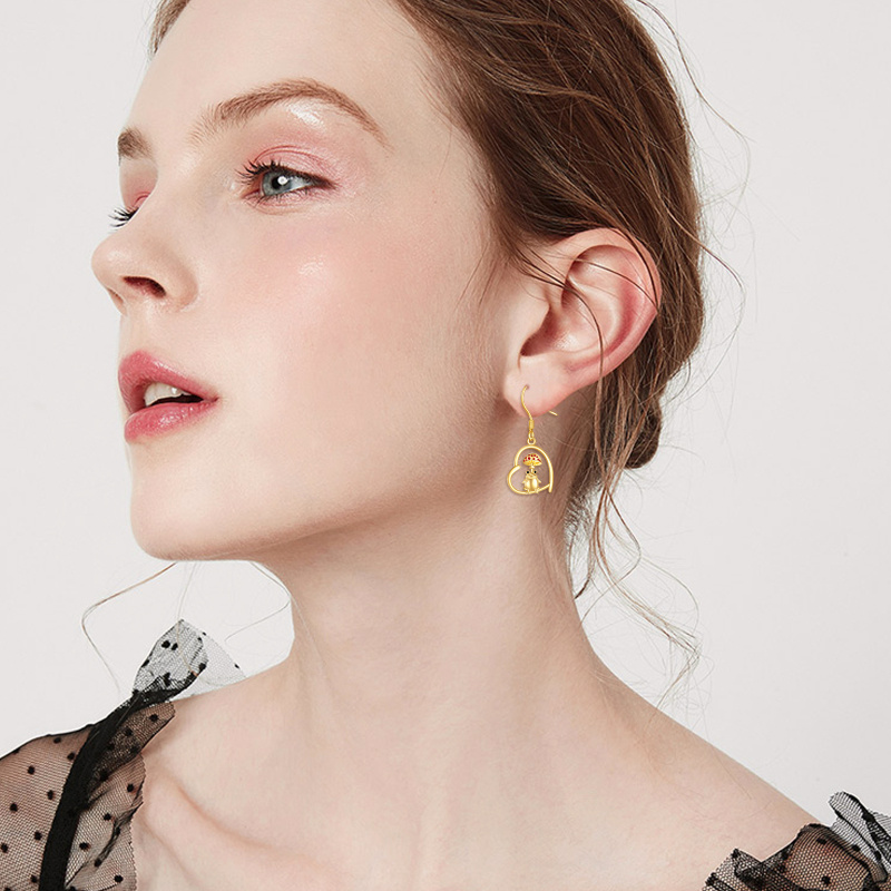 Pendientes colgantes de rana de oro blanco de 10 quilates-2