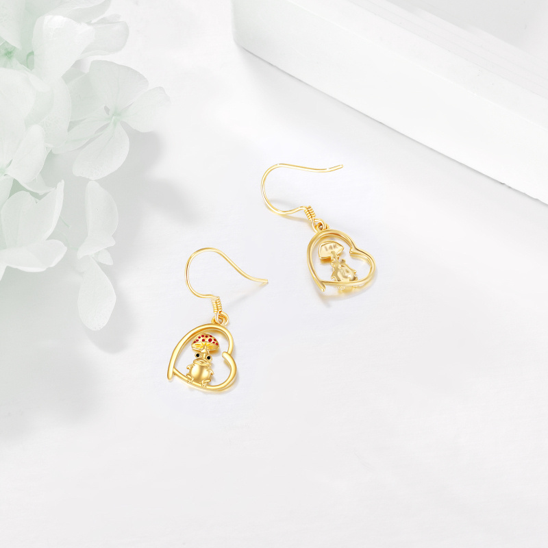 Pendientes colgantes de rana de oro blanco de 10 quilates-3