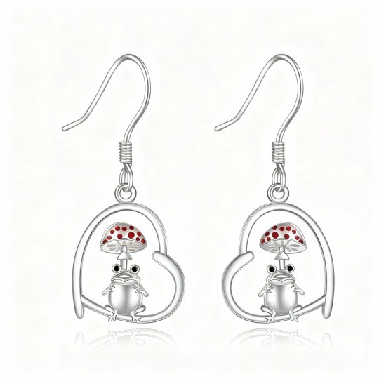 10K White Gold Frog Drop Earrings