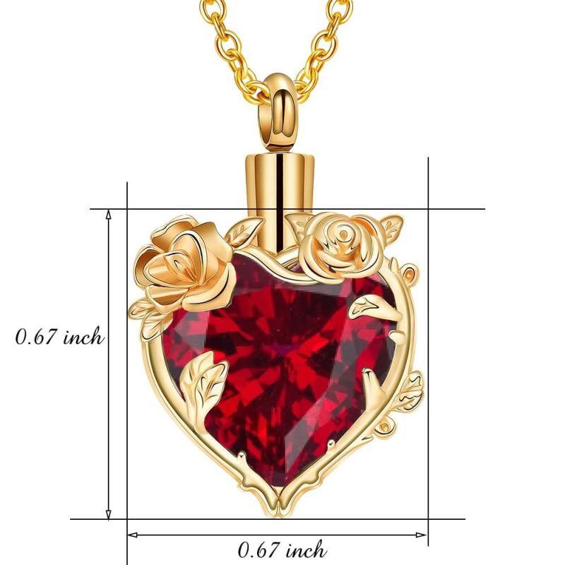 Collier urne funéraire personnalisée en or 18 carats avec pierre de naissance et fleur, orné d'une pierre précieuse, pour cendres-3