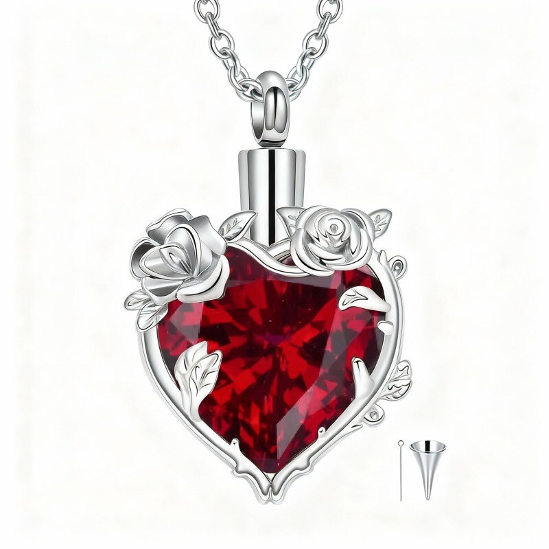 10K White Gold Gemstone Personalized Birthstone Urn Necklace for Ashes-10