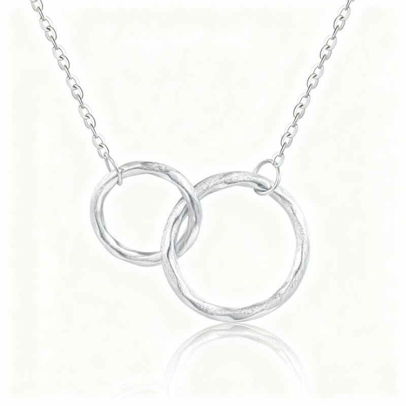 Collier pendentif bague génération en or blanc 14 carats-1