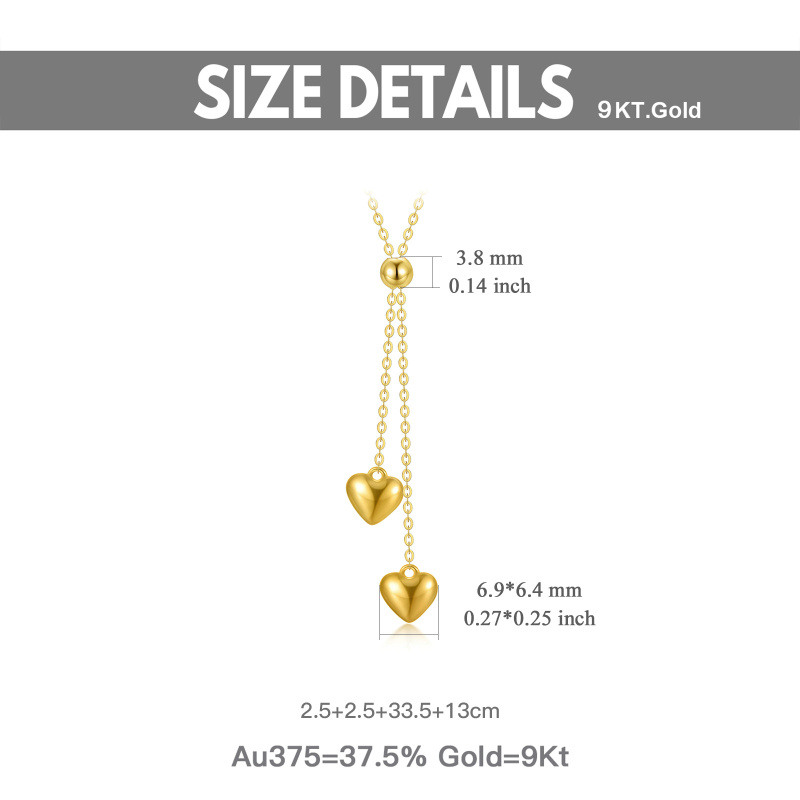Colar em forma de coração com pendente em Y ajustável em ouro branco 18K-5