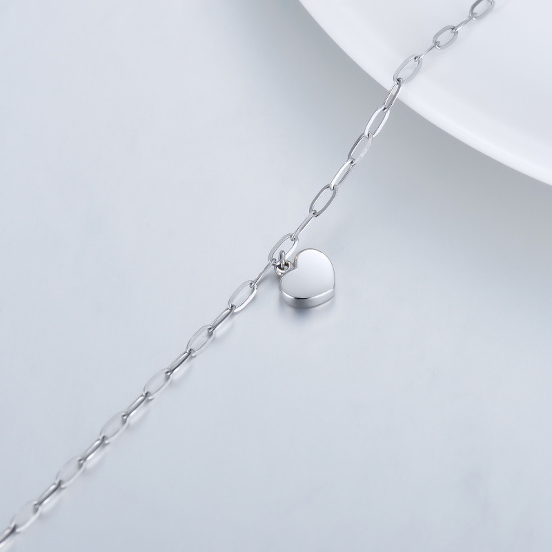 Pulsera con dije de corazón de oro de 10 quilates-4