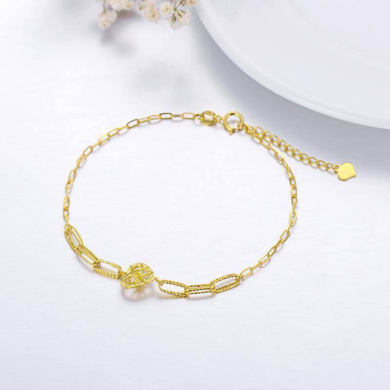 Pulsera con dije de corazón de oro blanco de 10 quilates-2